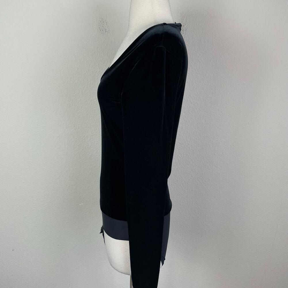 J Crew Black Velvet Long Sleeve Scoop Neck Whimsigoth Bodysuit Small - Picture 5 of 7